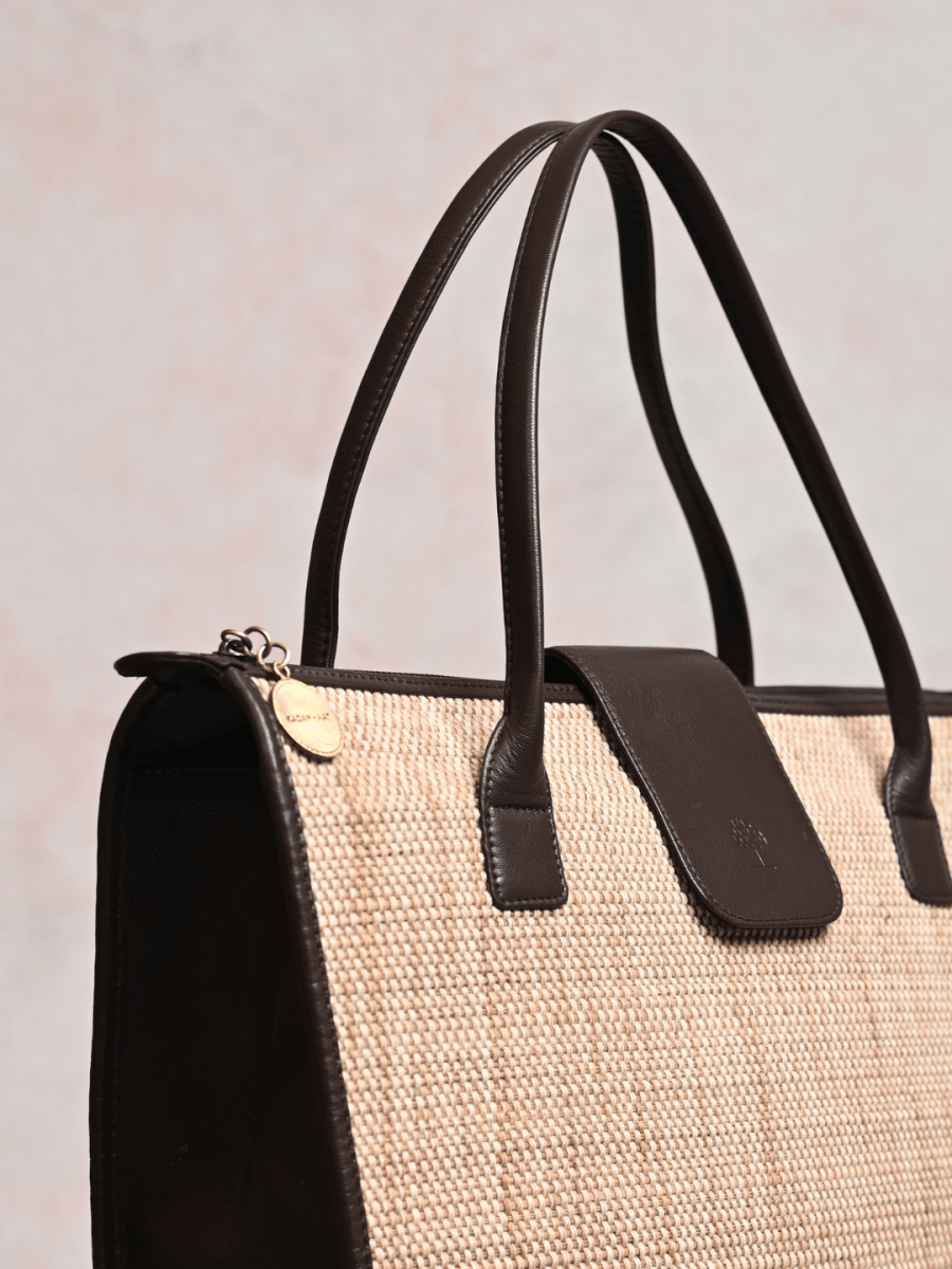 Handmade Roll - up Madurkathi Bag - Natural - Kadam Haat