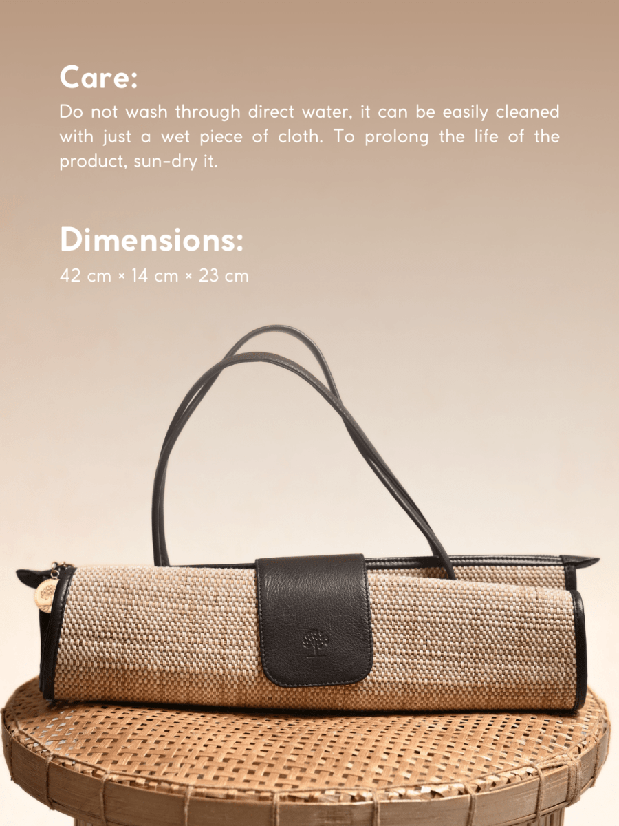 Handmade Roll - up Madurkathi Bag - Natural - Kadam Haat