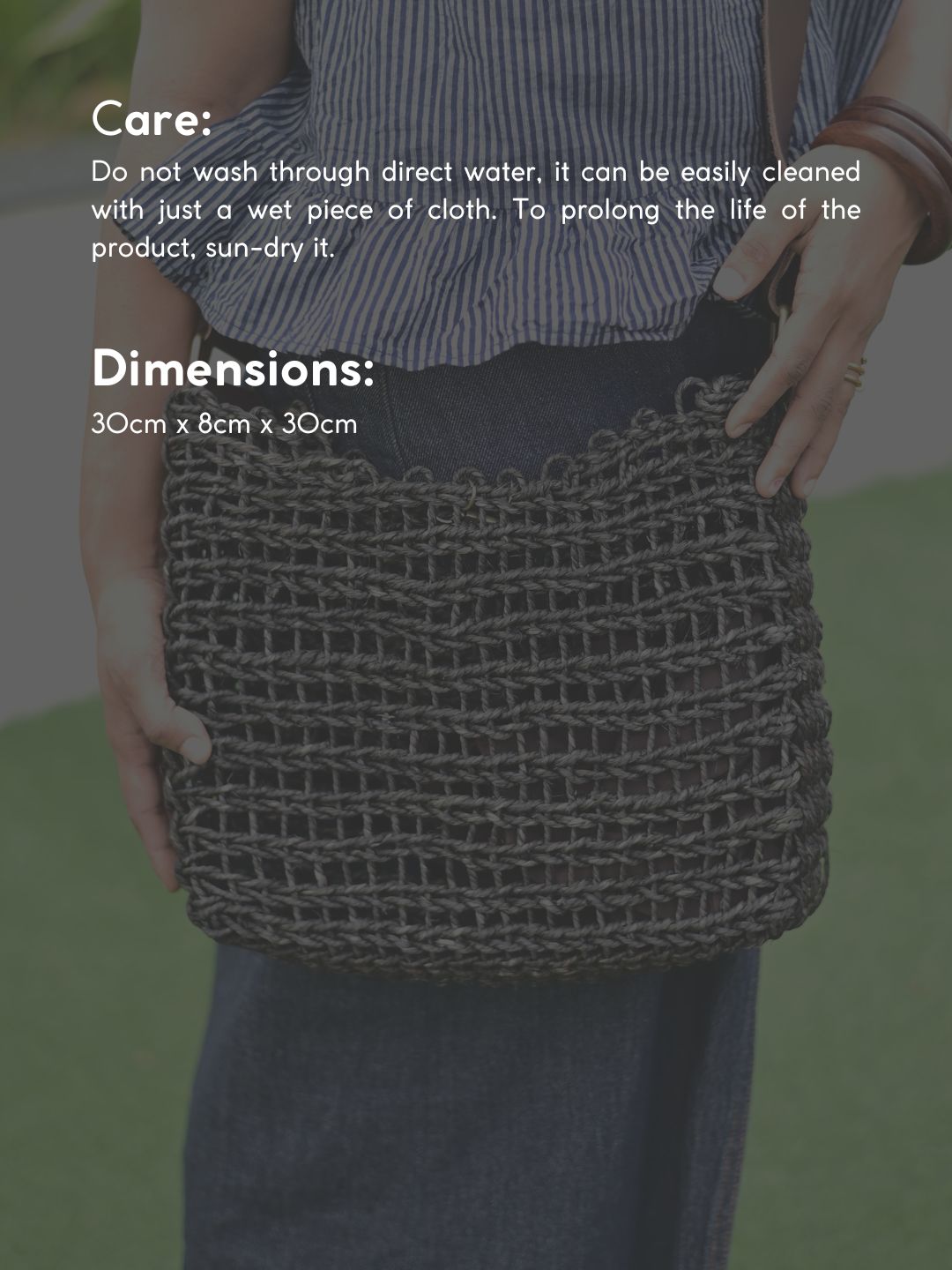 Handmade Sabai Flexi Carry bag - Black - Kadam Haat