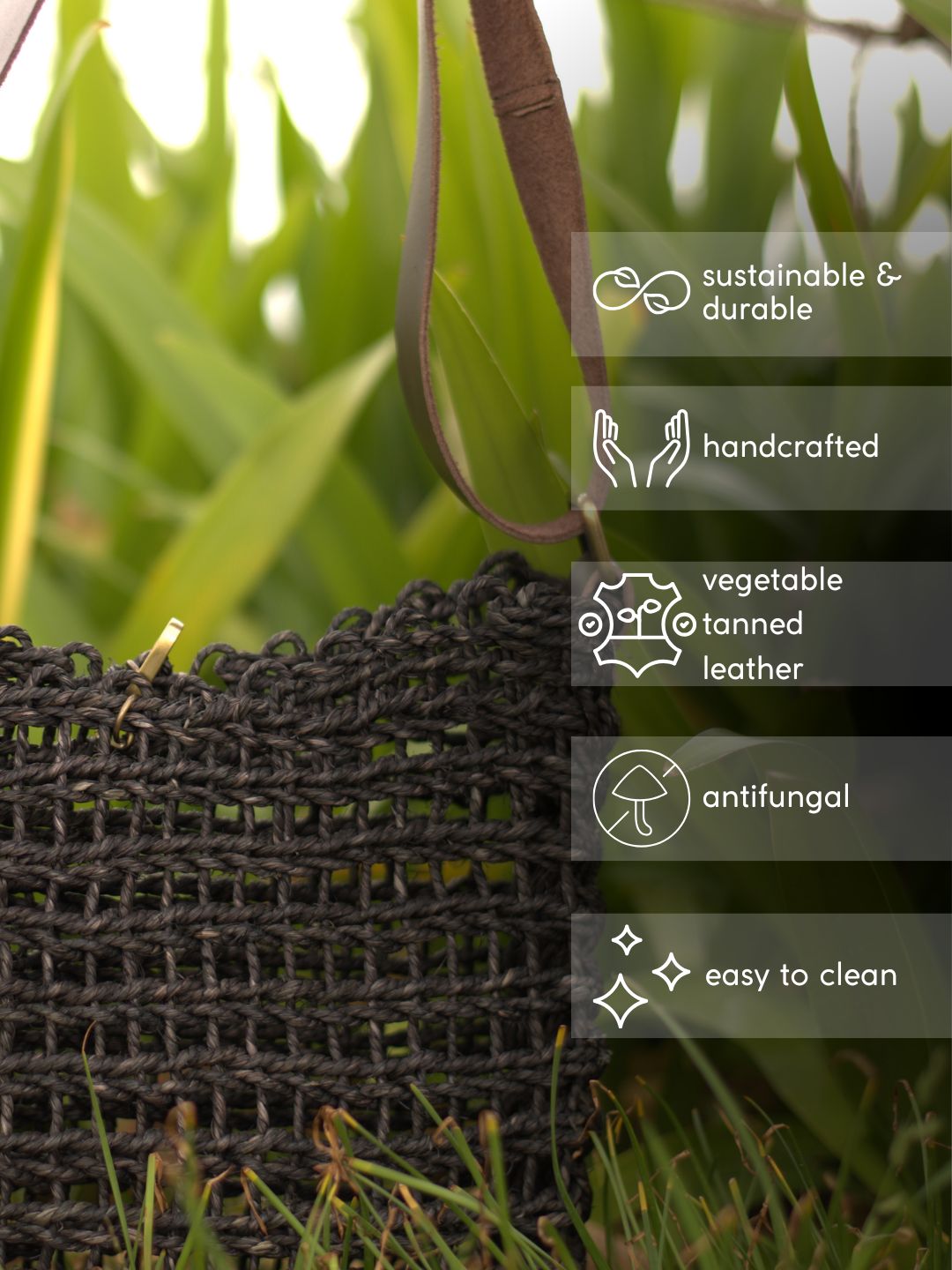 Handmade Sabai Flexi Carry bag - Black - Kadam Haat