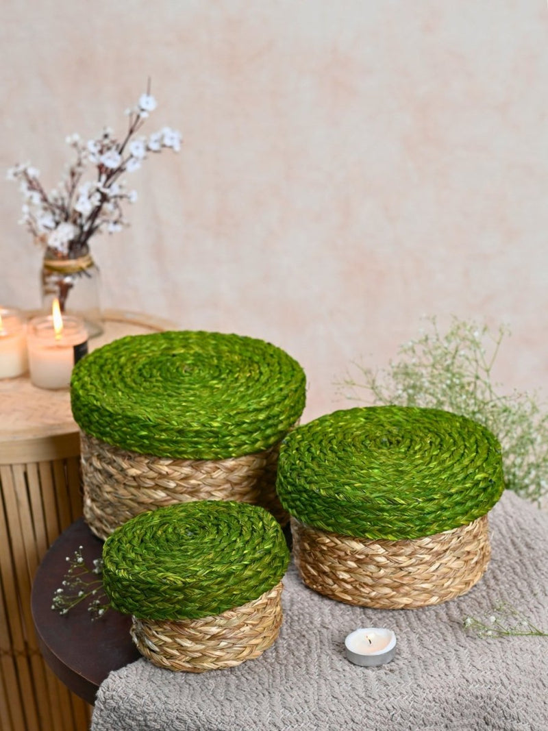 Handmade Sabai Gift Box- Green | Set of 3