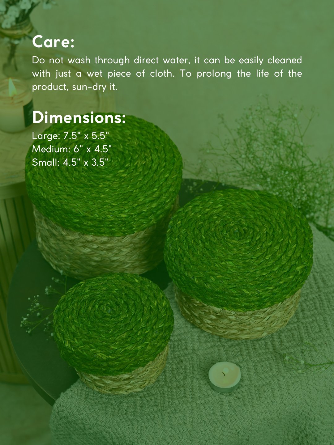 Handmade Sabai Gift Box - Green | Set of 3 - Kadam Haat