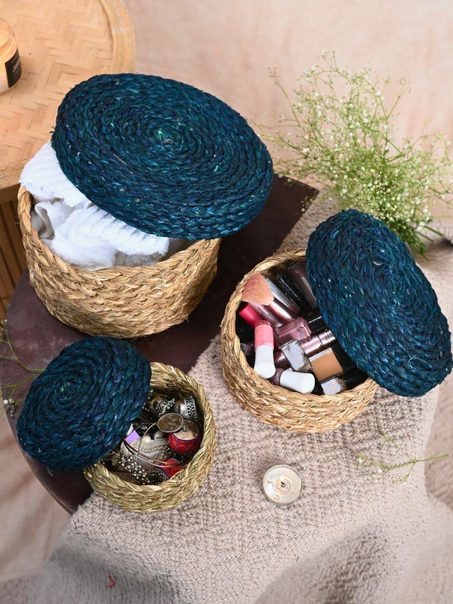 Handmade Sabai Gift Box - Indigo | Set of 3 - Kadam Haat