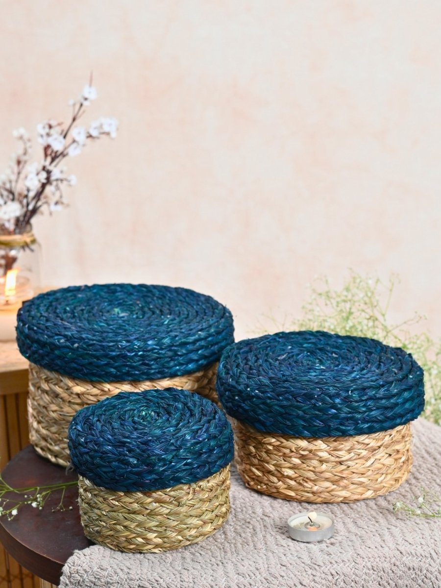 Handmade Sabai Gift Box - Indigo | Set of 3 - Kadam Haat