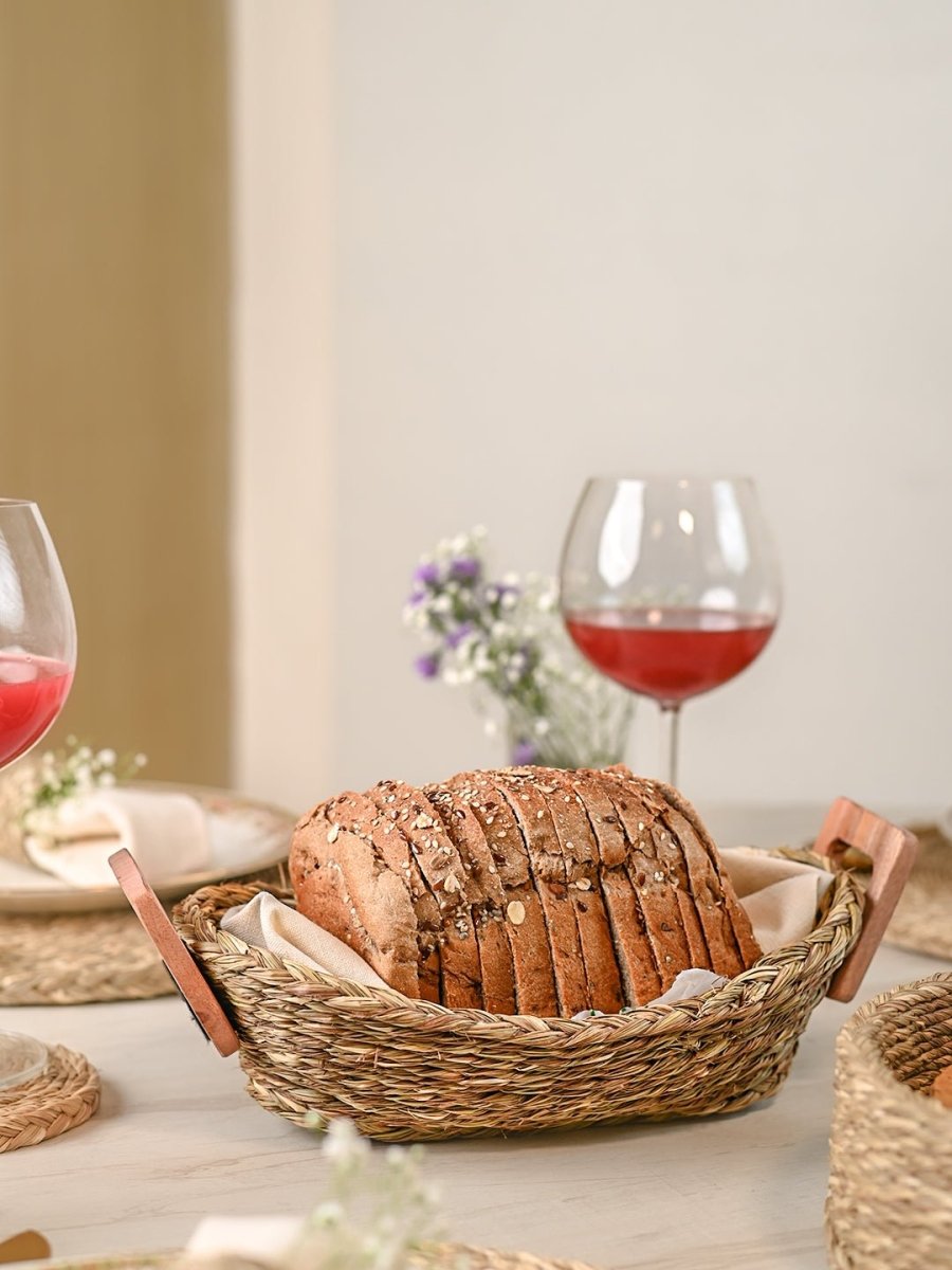 Handmade Sabai Grass Bread Basket - Kadam Haat