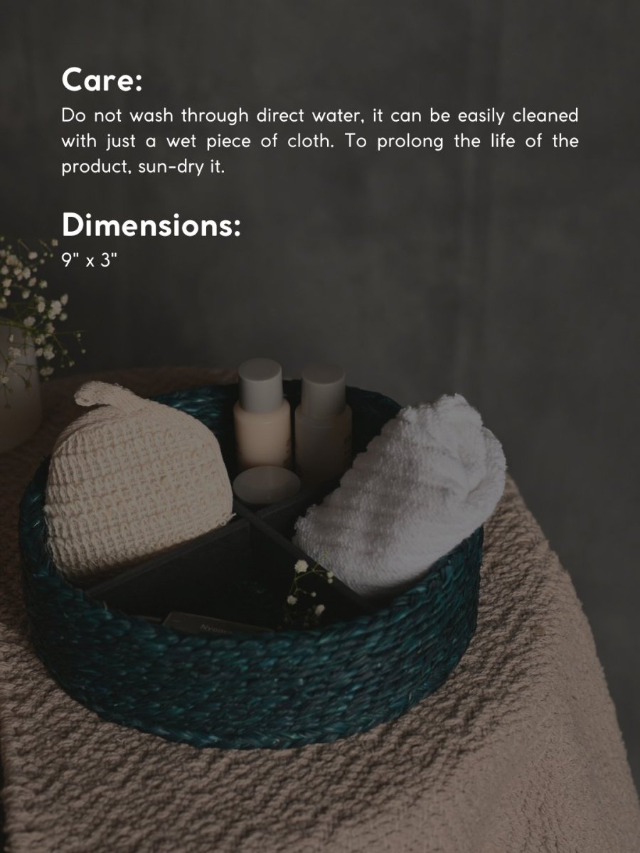 Handmade Sabai Grass Jewellery Box - Indigo - Kadam Haat