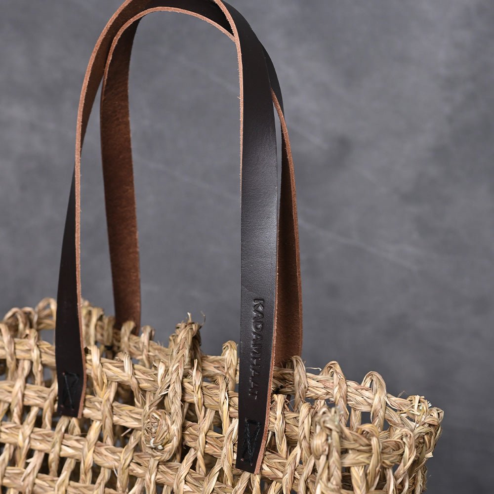 Handmade Sabai Grass Large Mesh Tote Bag - Natural - Kadam Haat