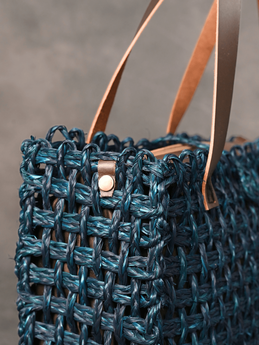 Handmade Sabai Grass Large Mesh Tote Bag - Neer - Kadam Haat