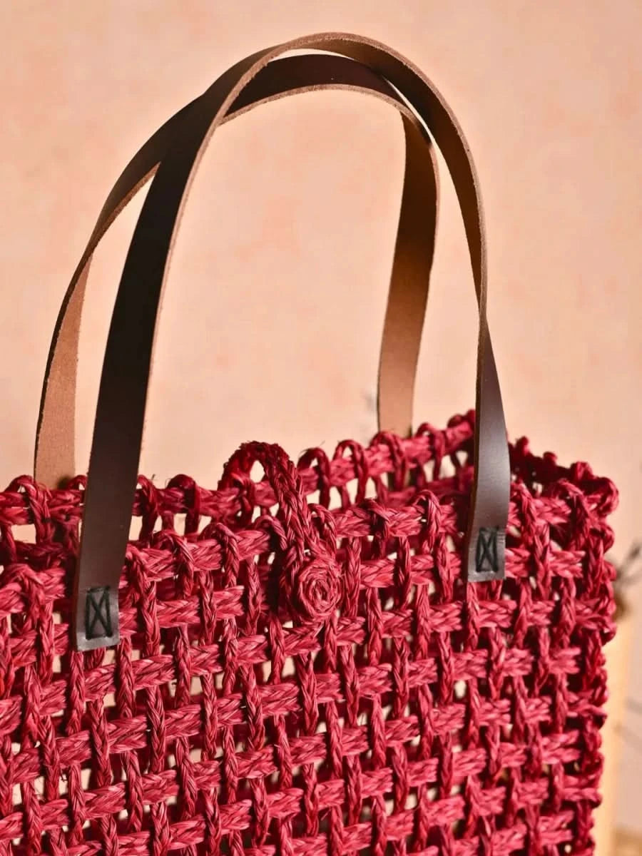 Handmade Sabai Grass Large Mesh Tote Bag - Surkhi - Kadam Haat