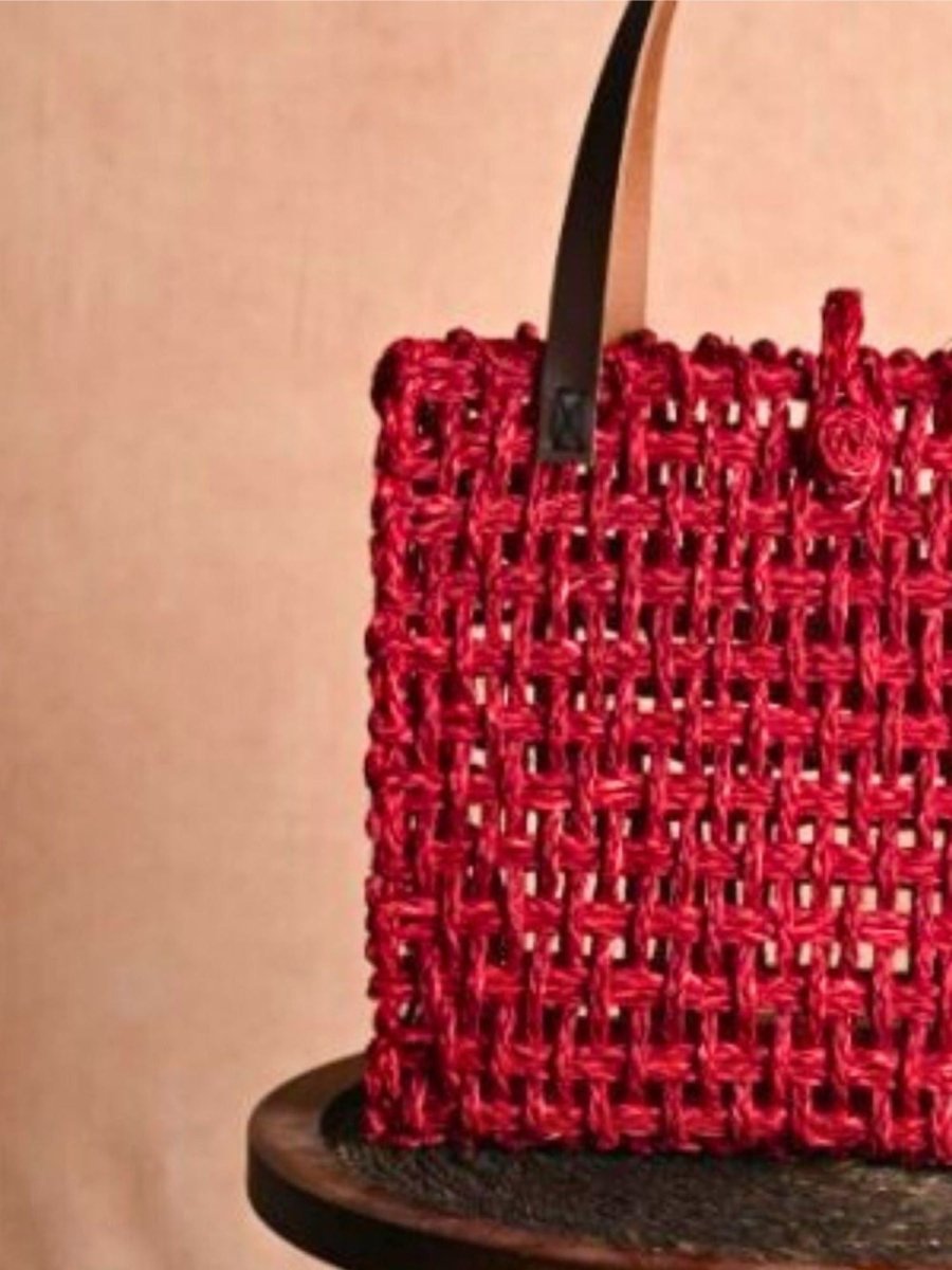 Handmade Sabai Grass Large Mesh Tote Bag - Surkhi - Kadam Haat