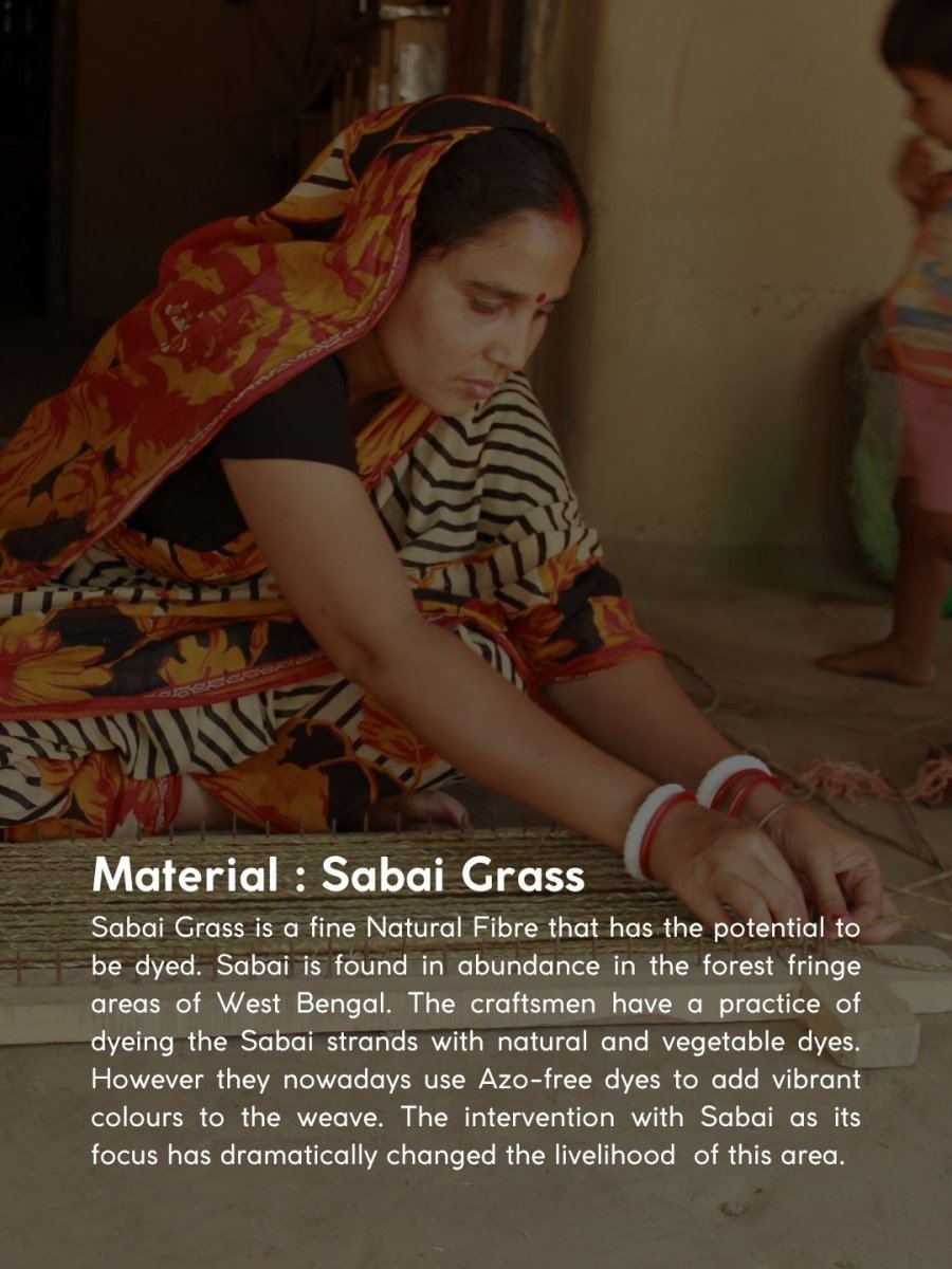 Handmade Sabai Grass Laundry Basket - Black - Kadam Haat