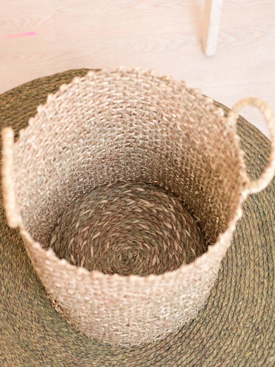 Handmade Sabai Grass Laundry Basket - Natural - Kadam Haat