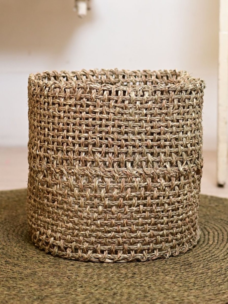 Handmade Sabai Grass Laundry Basket - Natural - Kadam Haat