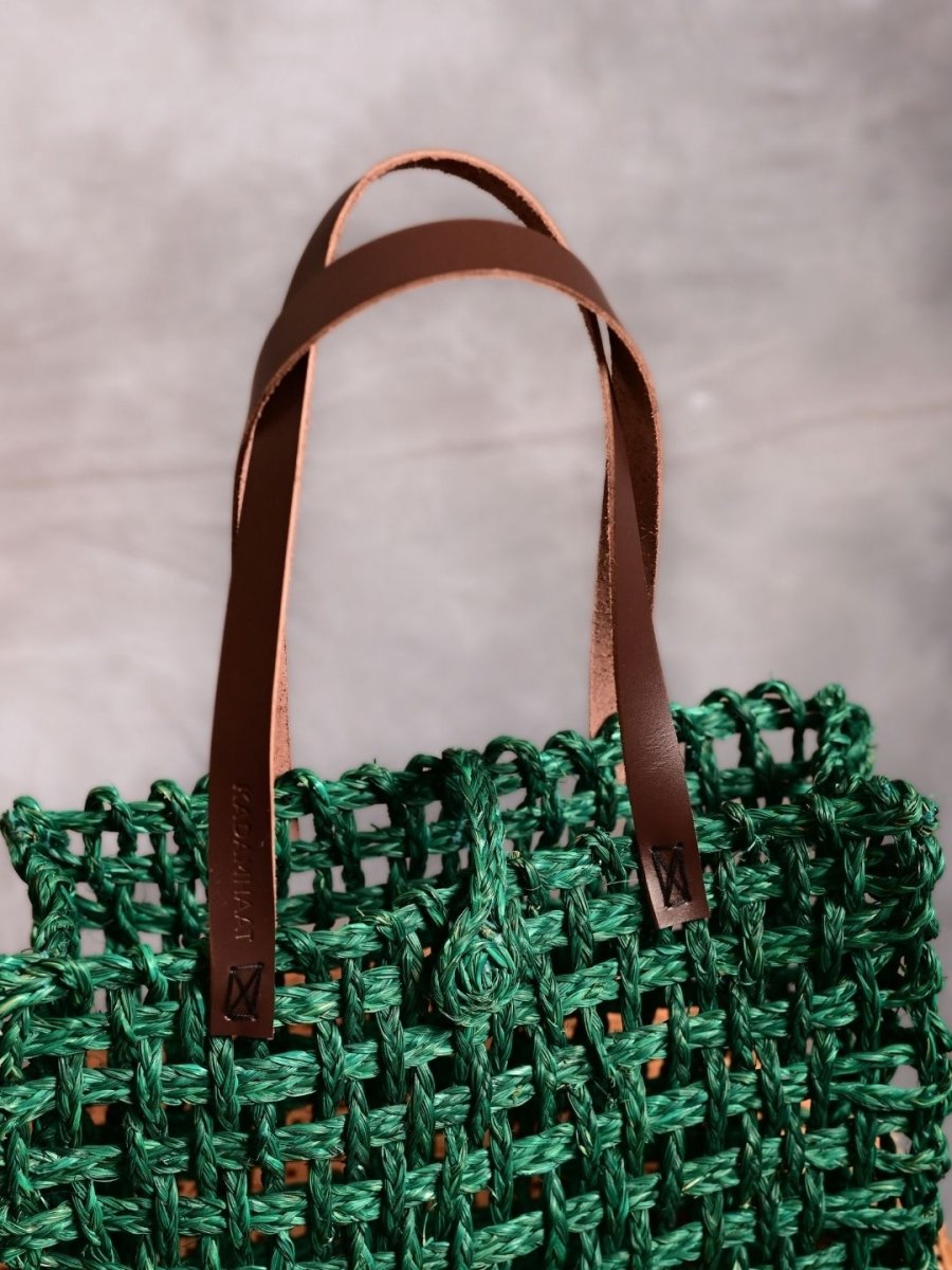 Handmade Sabai Grass Mesh Bag - Green - Kadam Haat
