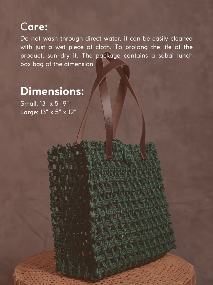 Handmade Sabai Grass Mesh Bag - Green - Kadam Haat