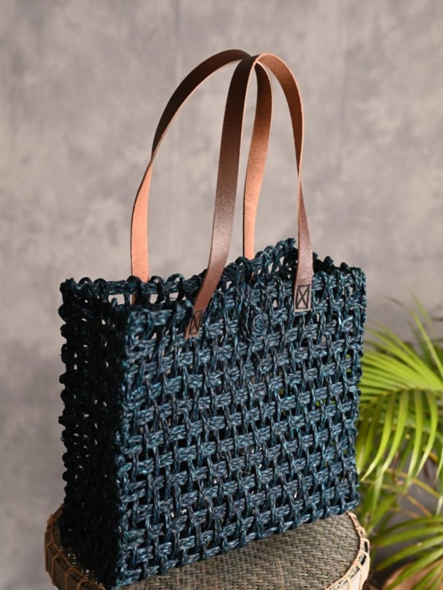 Handmade Sabai Grass Mesh Bag - Neer - Kadam Haat