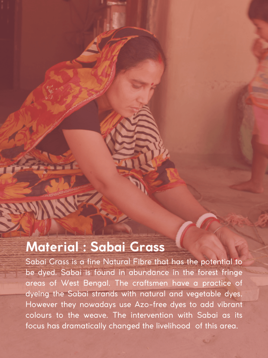 Handmade Sabai Grass Mesh Bag - Pink - Kadam Haat