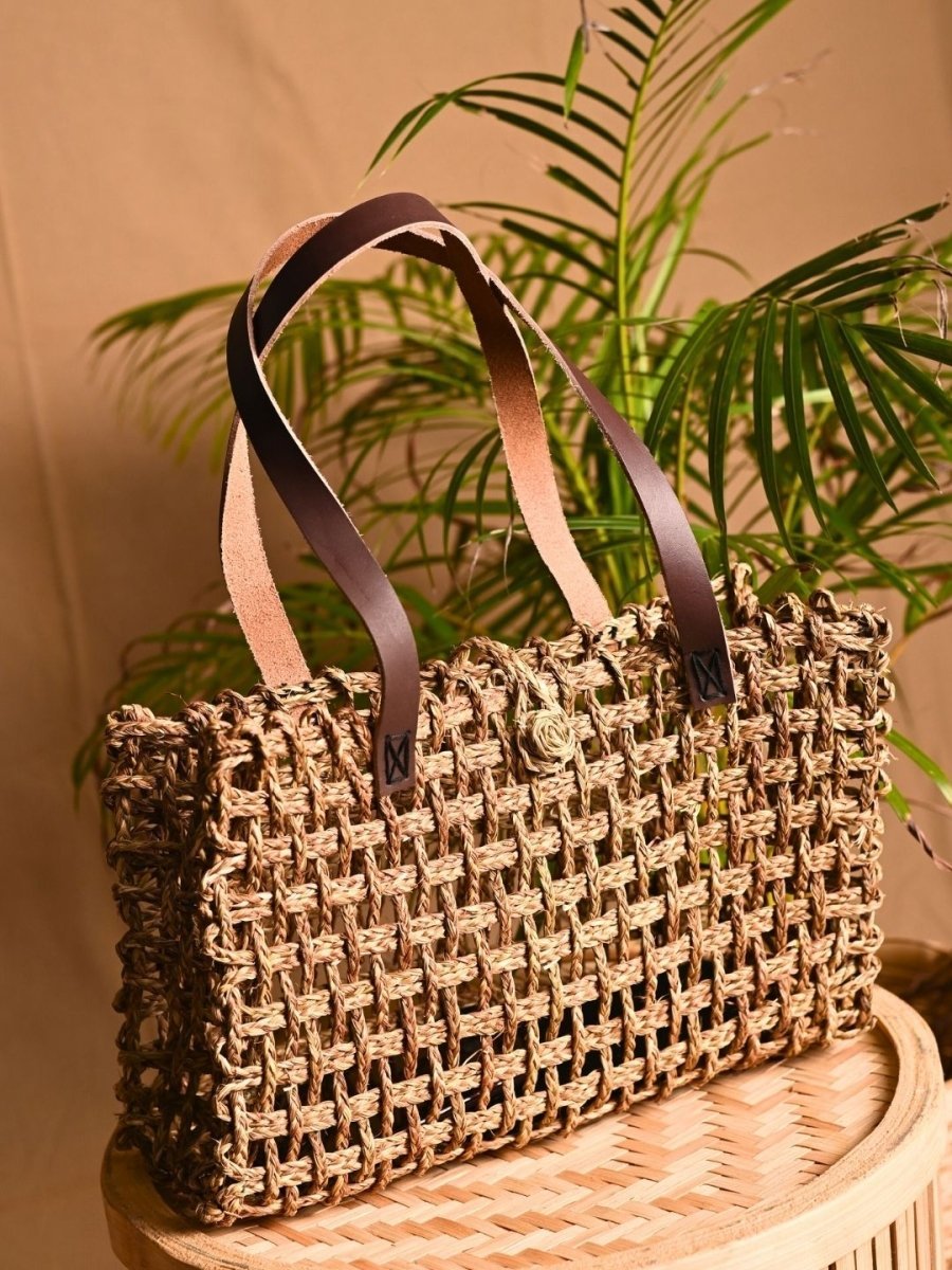 Handmade Sabai Grass Mesh Bag - Small - Kadam Haat