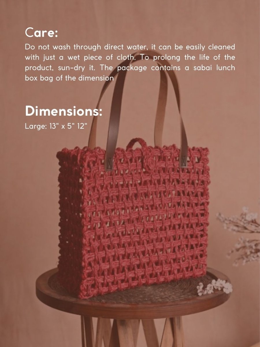 Handmade Sabai Grass Mesh Bag - Surkhi - Kadam Haat