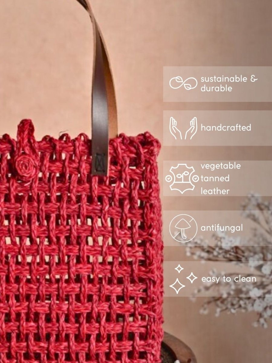 Handmade Sabai Grass Mesh Bag - Surkhi - Kadam Haat