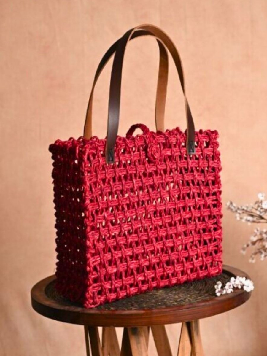 Handmade Sabai Grass Mesh Bag - Surkhi - Kadam Haat