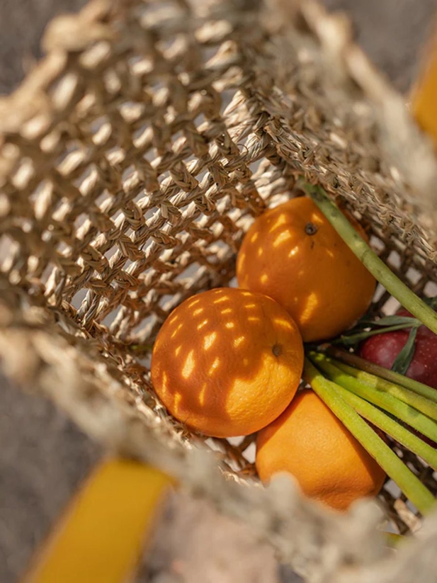 Handmade Sabai Grass Mesh Bag - Turmeric - Kadam Haat
