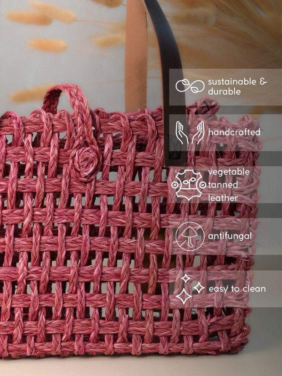 Handmade Sabai Grass Mesh Large & Small Mesh Bag - Combo of 2 - Kadam Haat