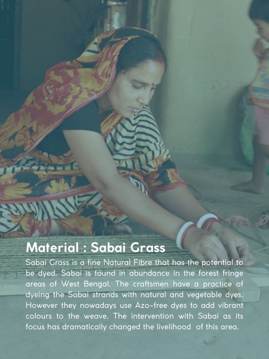 Handmade Sabai Grass Mini Mesh Bag - Indigo - Kadam Haat