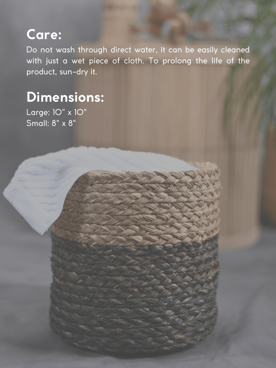 Handmade Sabai Grass Organizer - Black - Kadam Haat