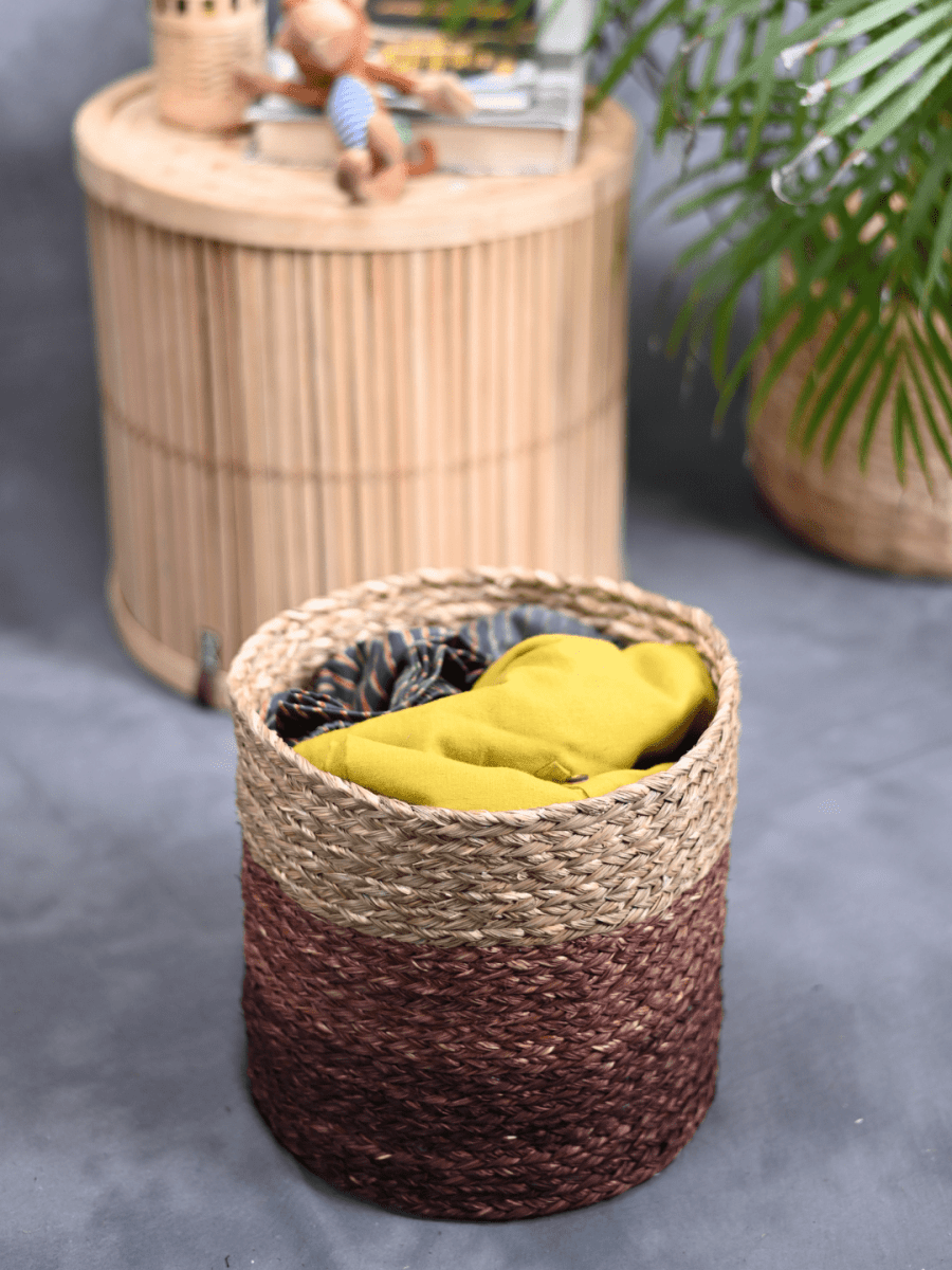 Handmade Sabai Grass Organizer - Brown - Kadam Haat