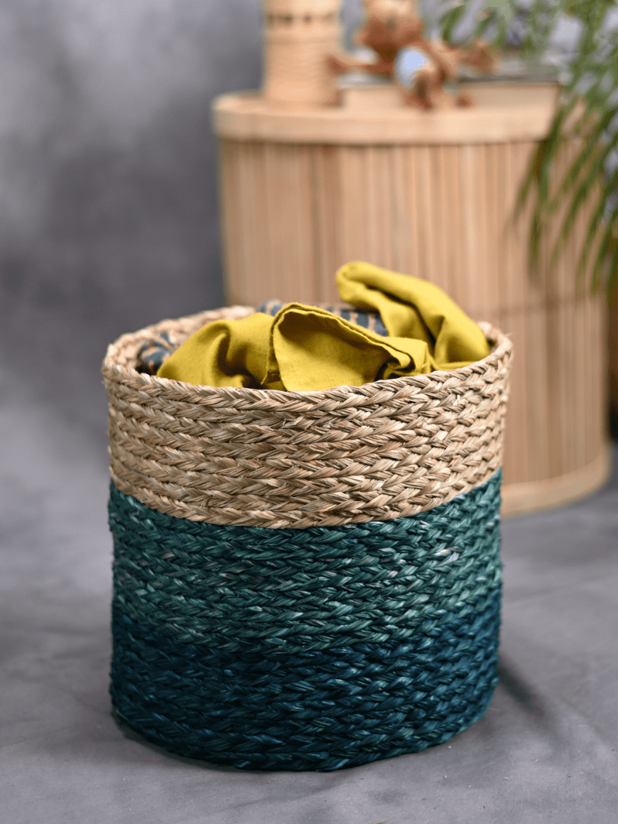 Handmade Sabai Grass Organizer - Indigo - Kadam Haat