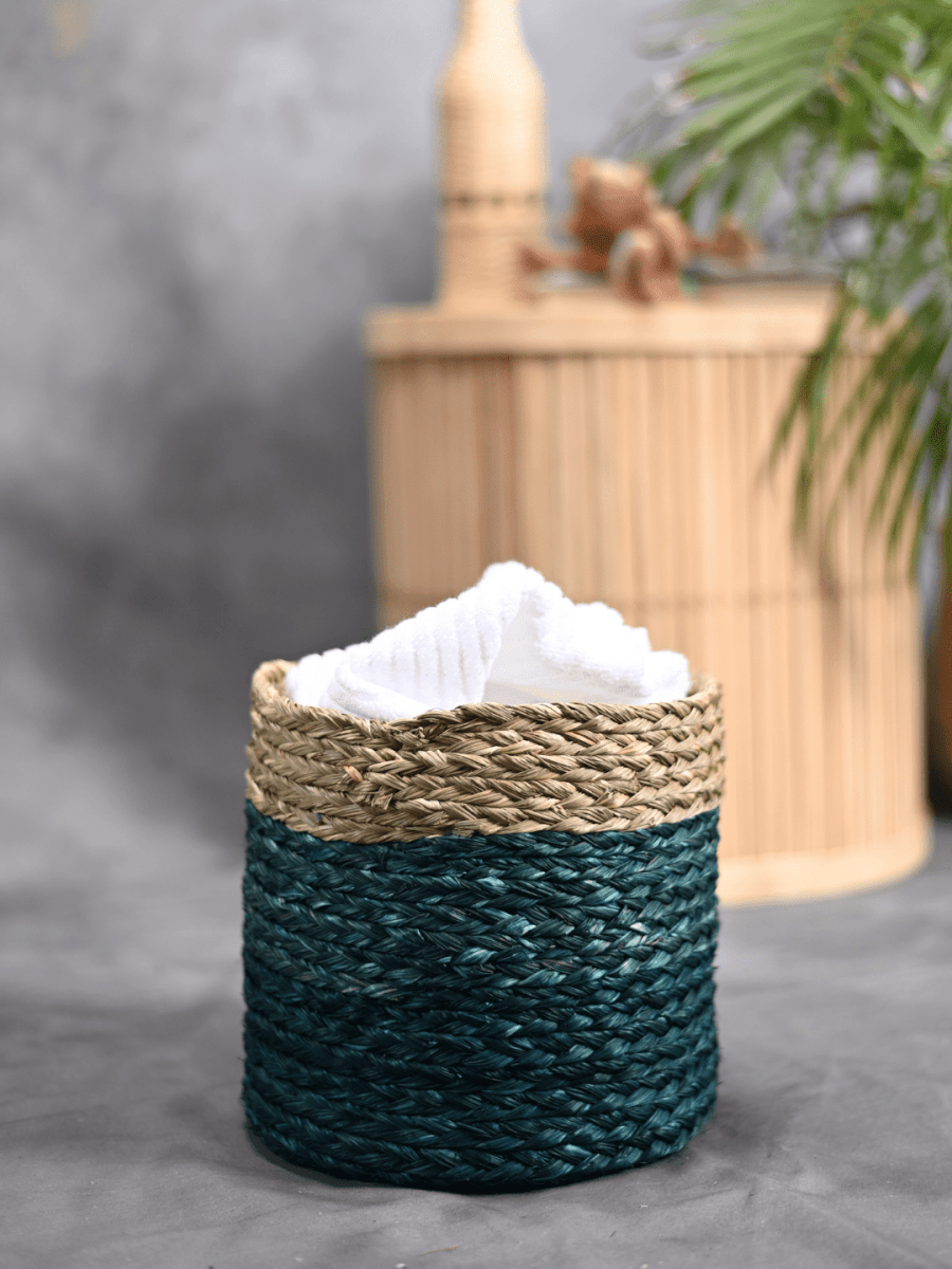 Handmade Sabai Grass Organizer - Indigo - Kadam Haat