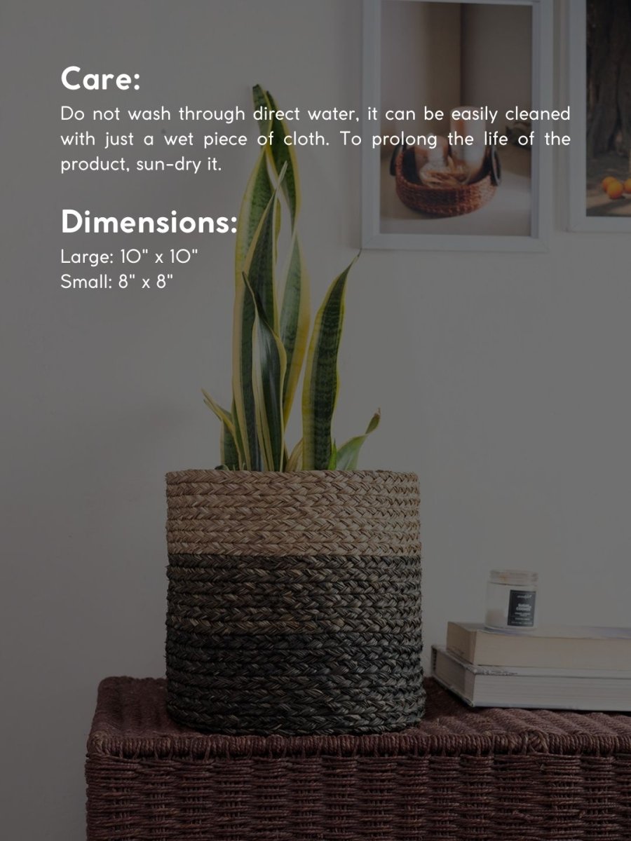 Handmade Sabai Grass Planter - Black - Kadam Haat