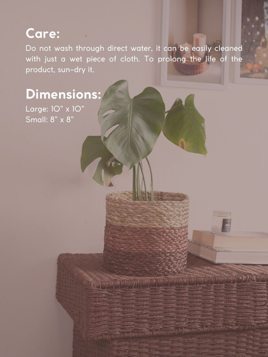 Handmade Sabai Grass Planter - Brown - Kadam Haat