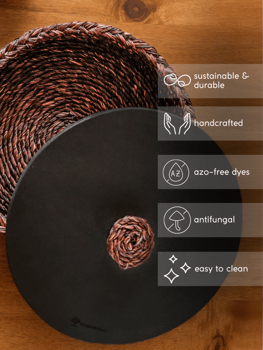 Handmade Sabai Grass Roti Box - Brown - Kadam Haat