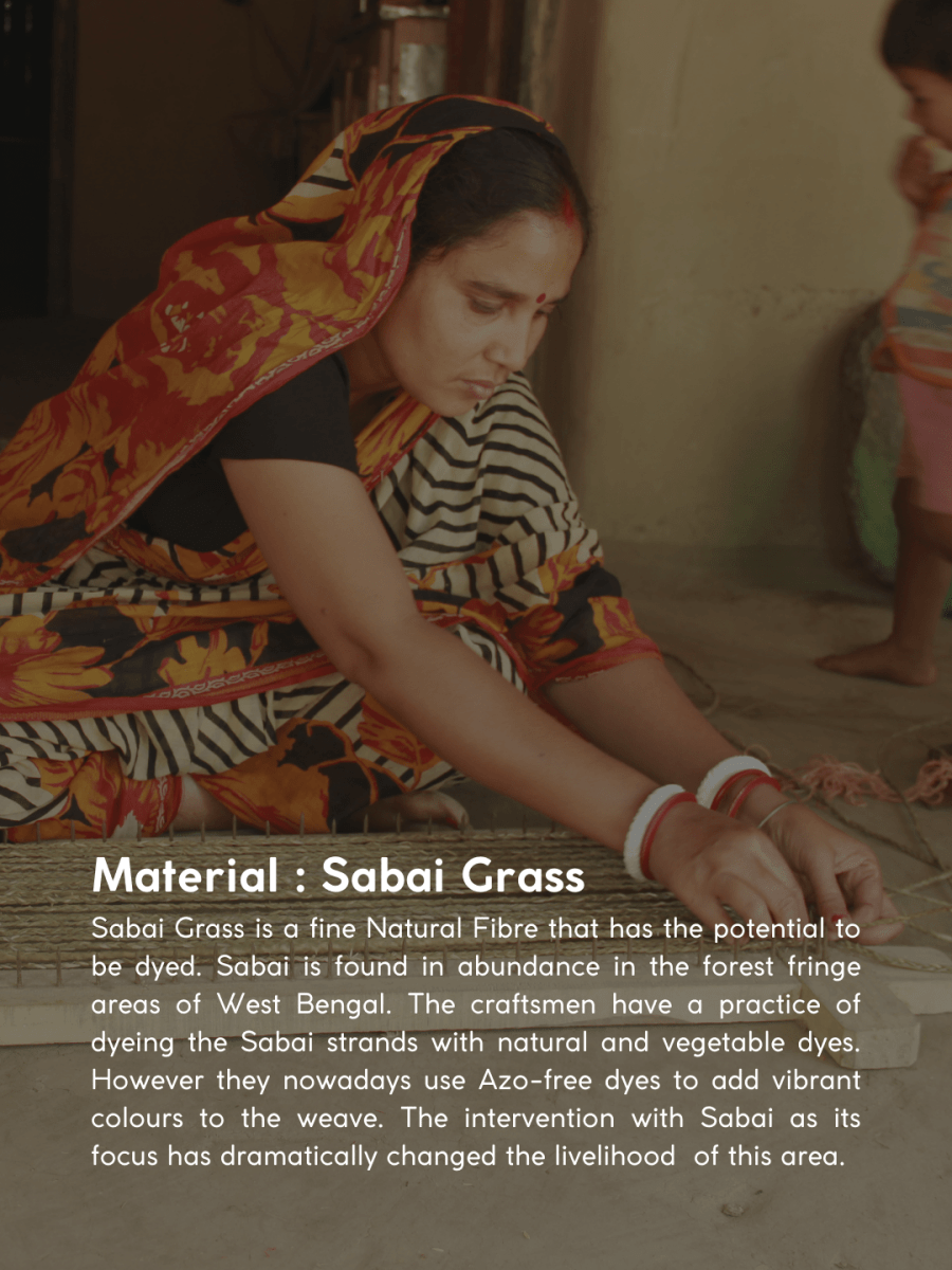 Handmade Sabai Grass Roti Box - Indigo - Kadam Haat