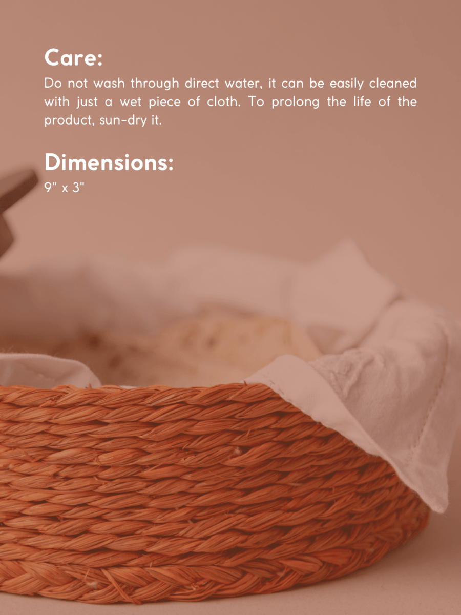 Handmade Sabai Grass Roti Box - Orange - Kadam Haat