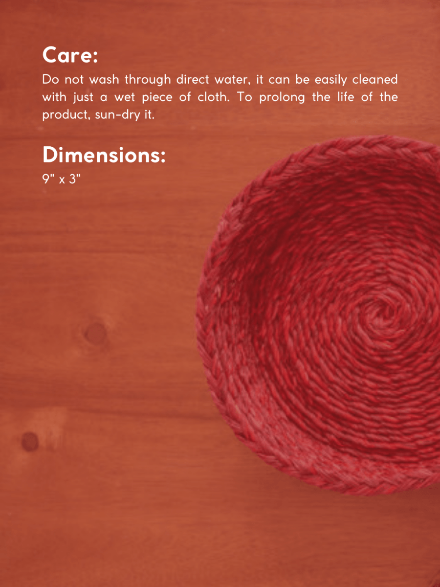 Handmade Sabai Grass Roti Box - Red - Kadam Haat