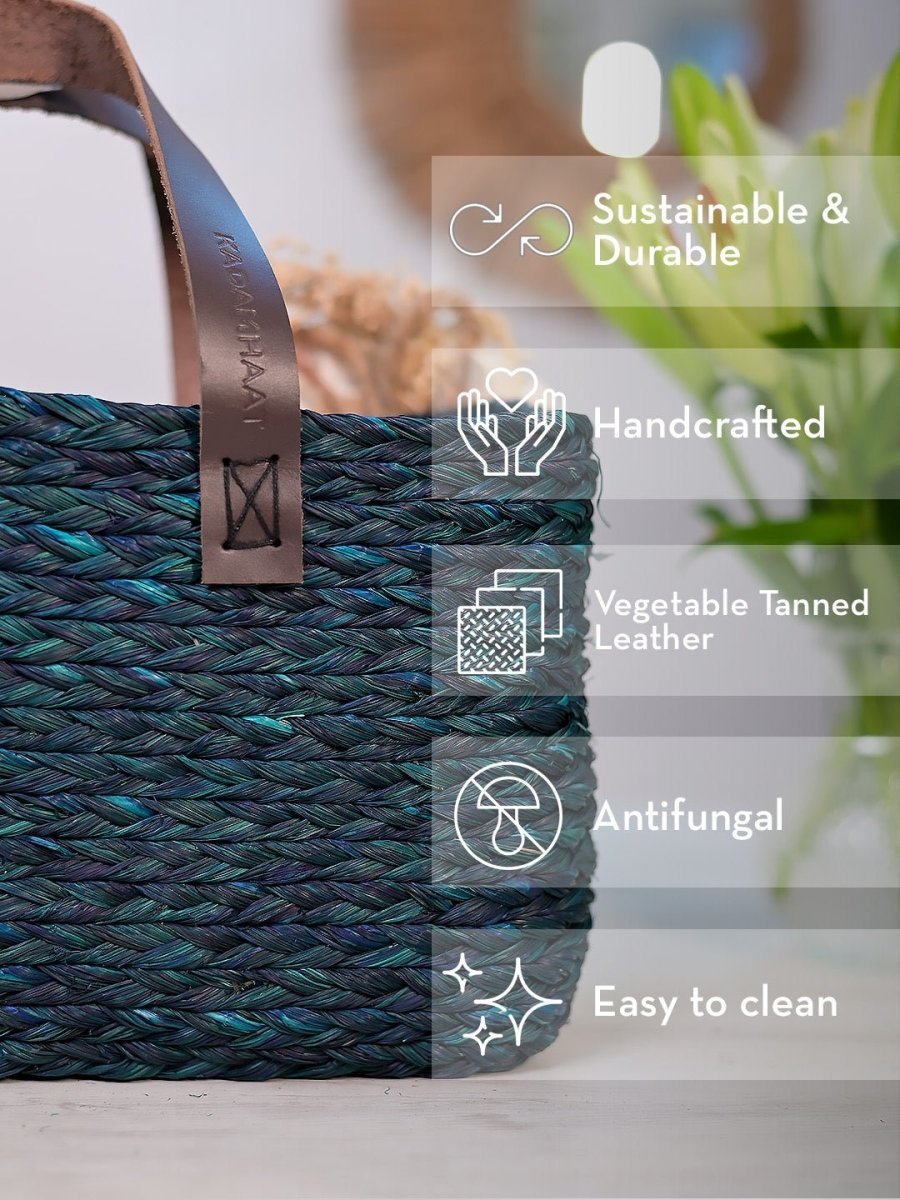 Handmade Sabai Grass Shopping Bag with Shola Flower - Kadam Haat