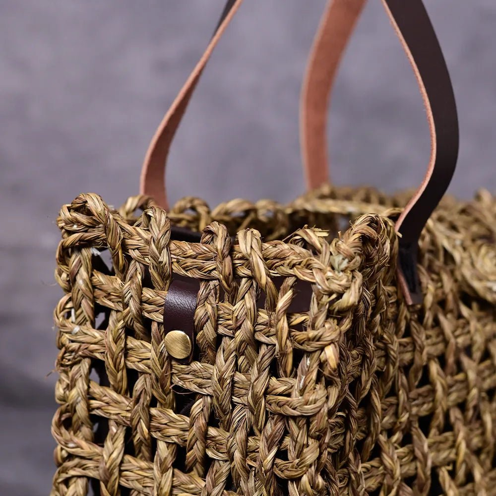 Handmade Sabai Grass Small Mesh Bag - Avocado - Kadam Haat