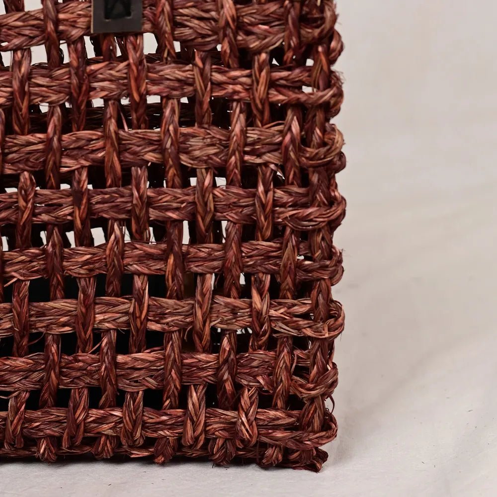 Handmade Sabai Grass Small Mesh Bag - Brown - Kadam Haat