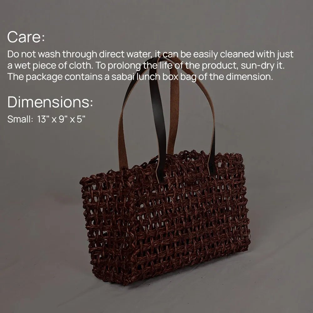 Handmade Sabai Grass Small Mesh Bag - Brown - Kadam Haat