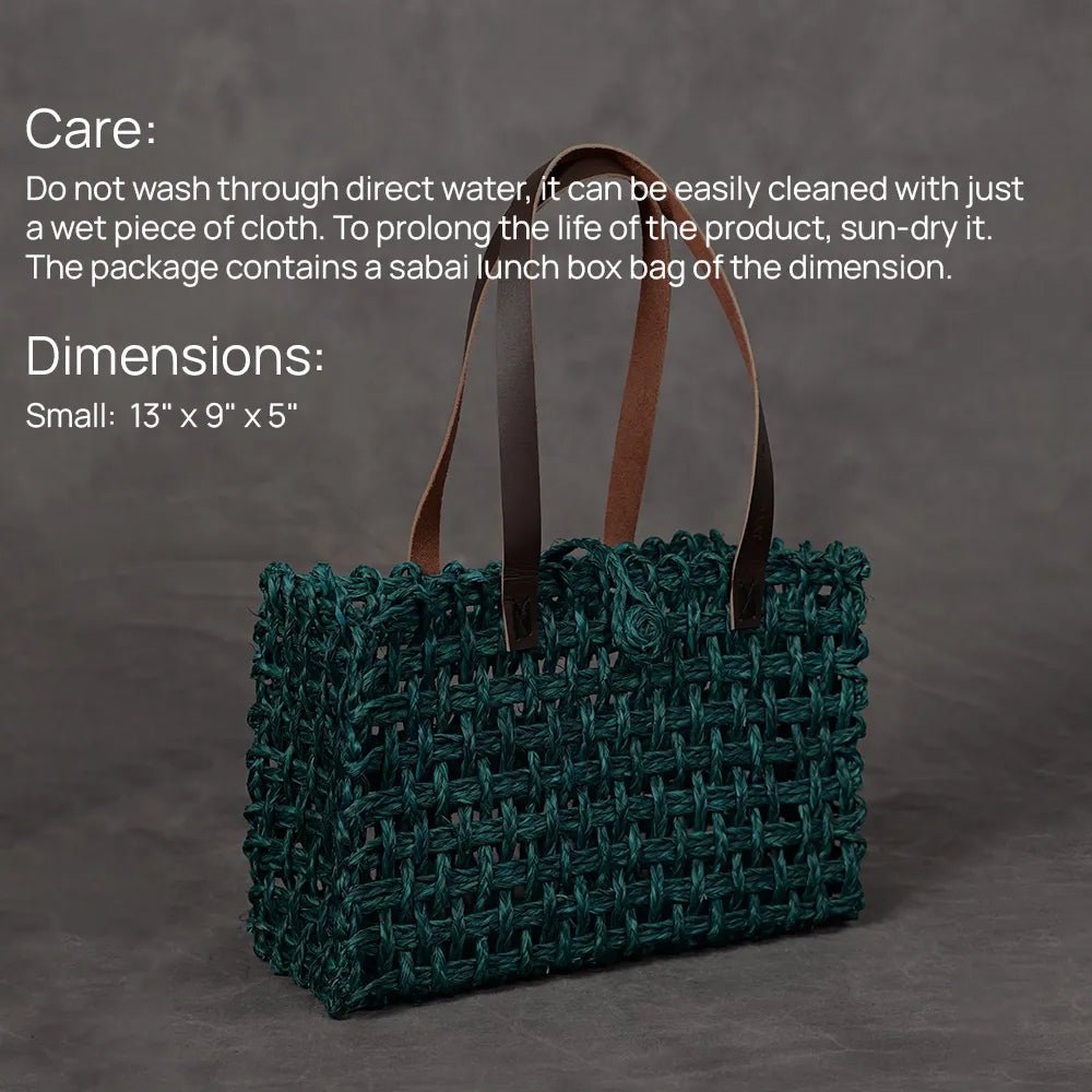 Handmade Sabai Grass Small Mesh Bag - Indigo - Kadam Haat