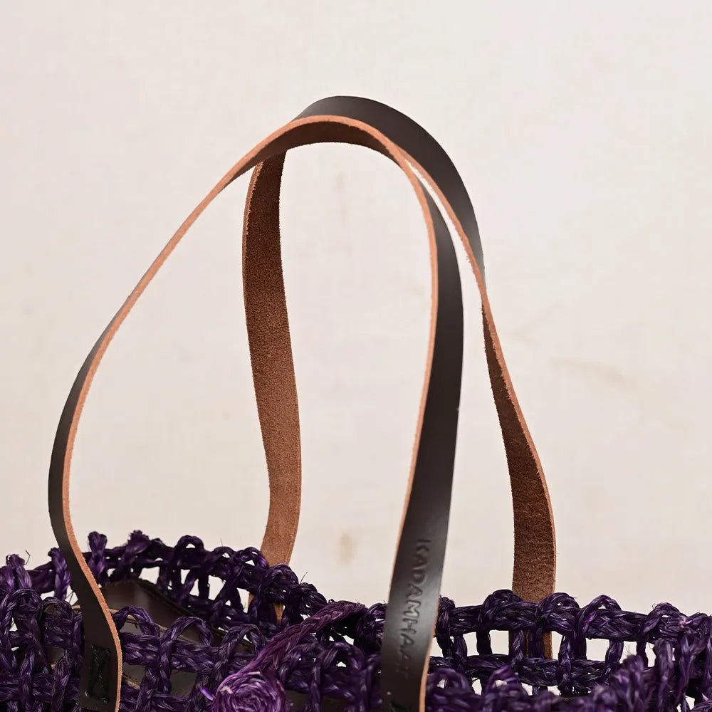 Handmade Sabai Grass Small Mesh Bag - Lavender - Kadam Haat