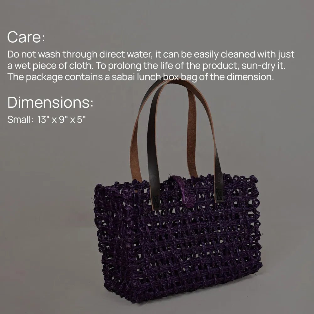 Handmade Sabai Grass Small Mesh Bag - Lavender - Kadam Haat