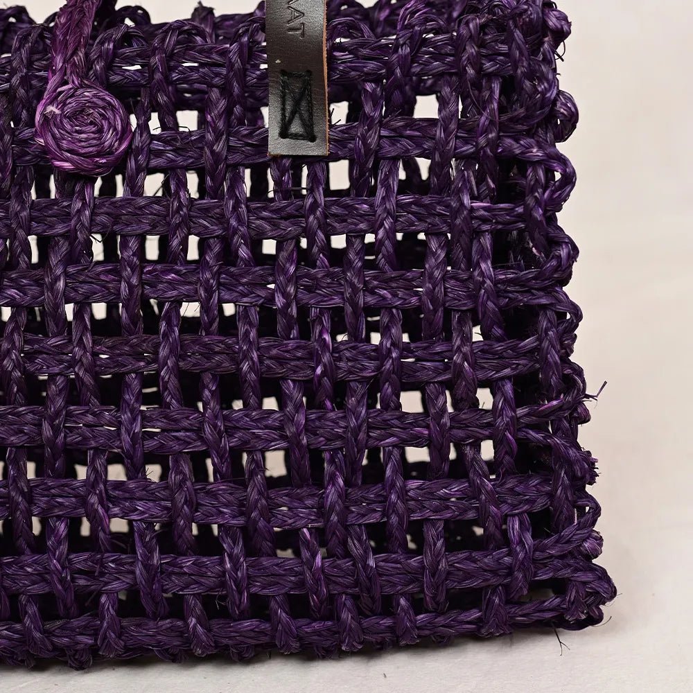 Handmade Sabai Grass Small Mesh Bag - Lavender - Kadam Haat
