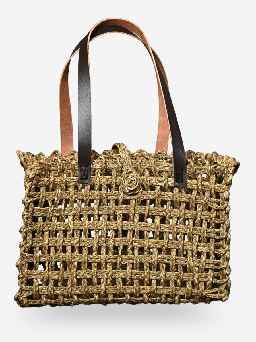Handmade Sabai Grass Small Mesh Tote Bag - Avocado - Kadam Haat
