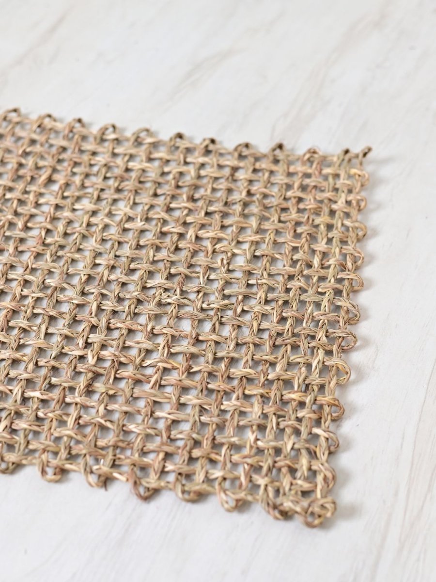 Handmade Sabai Grass Table Mat - Rectangular Set of 6, Natural - Kadam Haat
