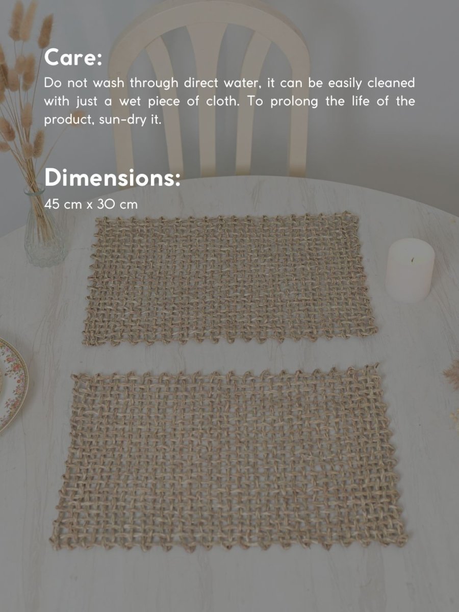 Handmade Sabai Grass Table Mat - Rectangular Set of 6, Natural - Kadam Haat