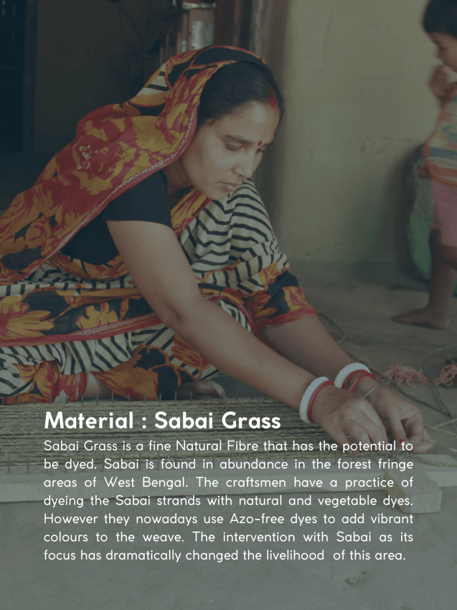 Handmade Sabai Grass Towel Basket - Combo/Indigo - Kadam Haat